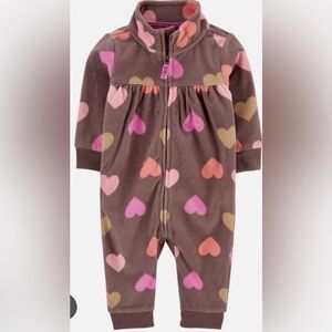 CARTERS baby heart fleece one-piece jumpsuit NEW with tags baby girl Sz 6 mth